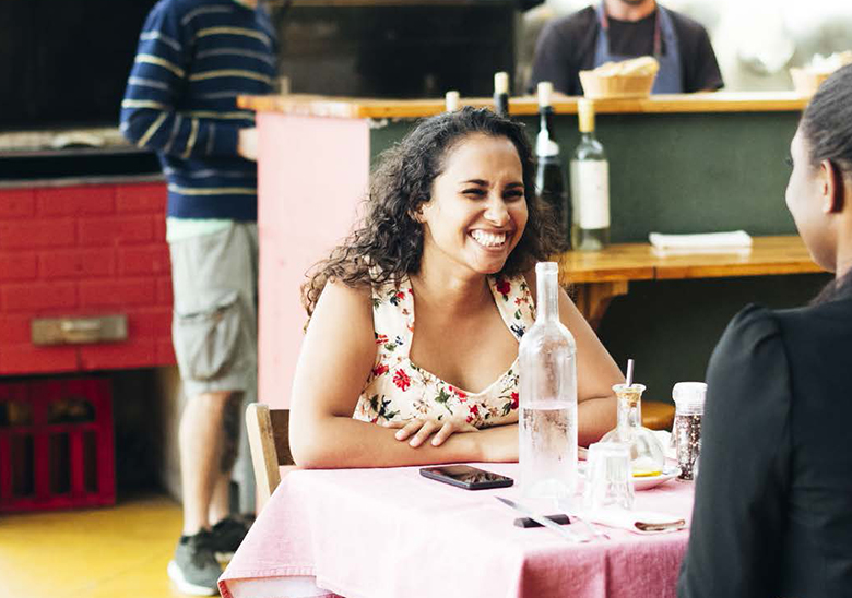 woman eating restaurant