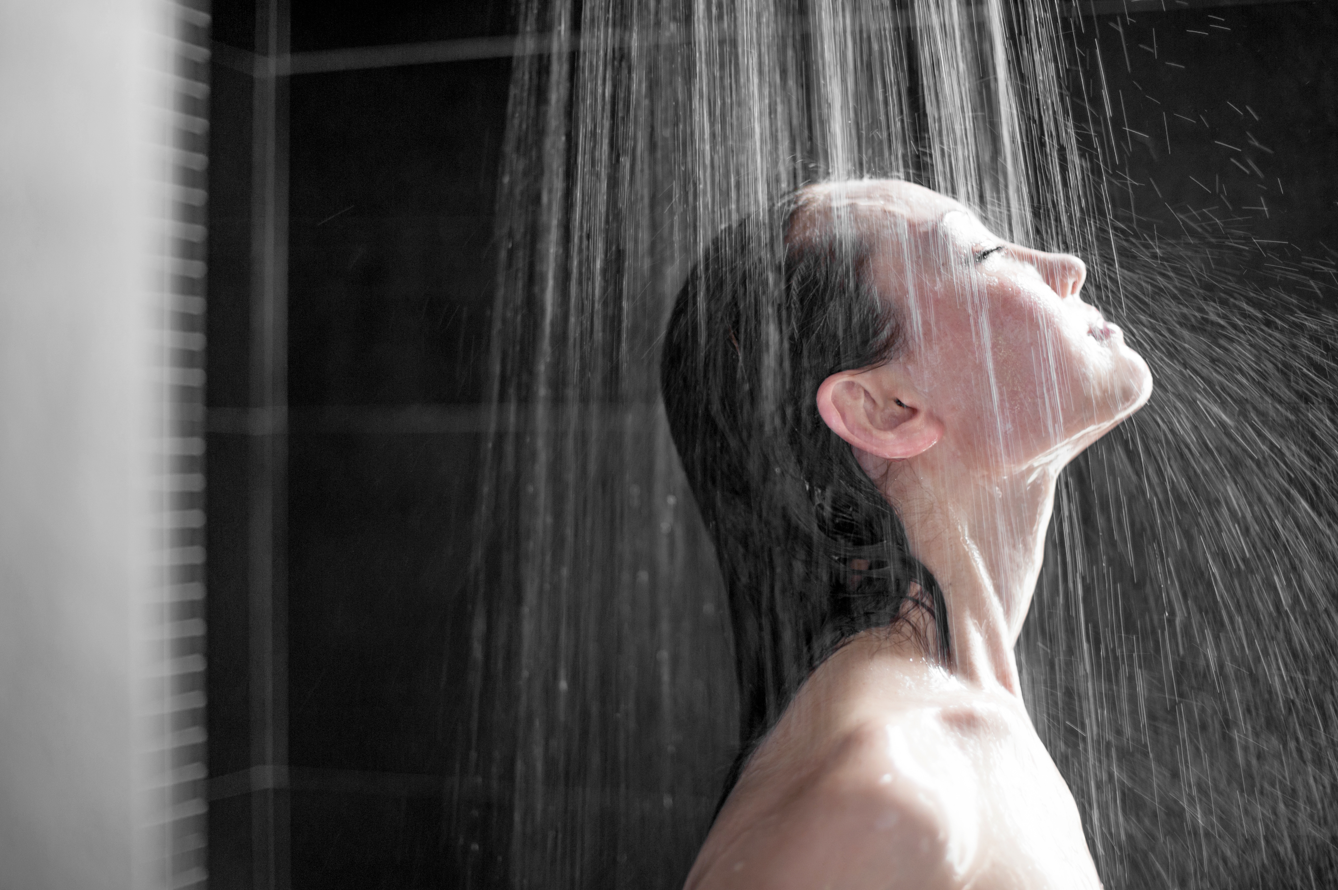 woman taking a shower